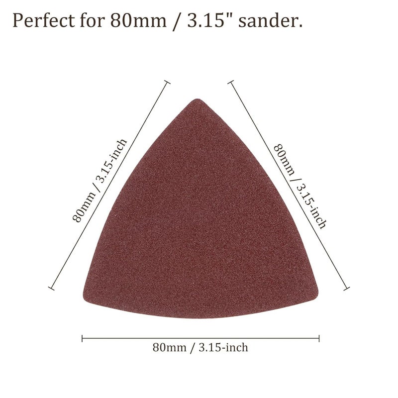 Kozelo 120pcs Mouse Sander Detail Sandpaper - [ 180 Grit, 3-1/8" ] Triangle Hook and Loop Assorted Sanding Pads Sheet for Wood Furniture Polishing Use | Aluminum Oxide Sandpaper - Image 3